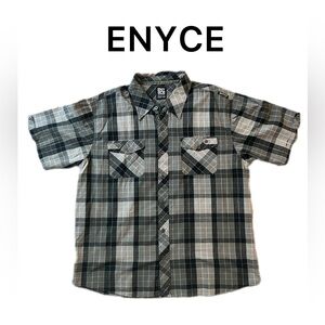 Men’s ENYCE Plaid Short Sleeve Button Up XXL